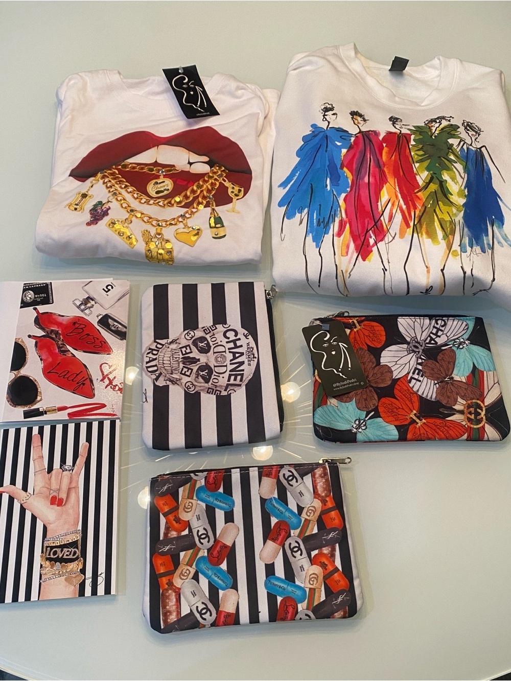 By Jodi Pedri Original Art Bundle - NWT Long Sleeve Tee, Sweatshirt, Pouches & C